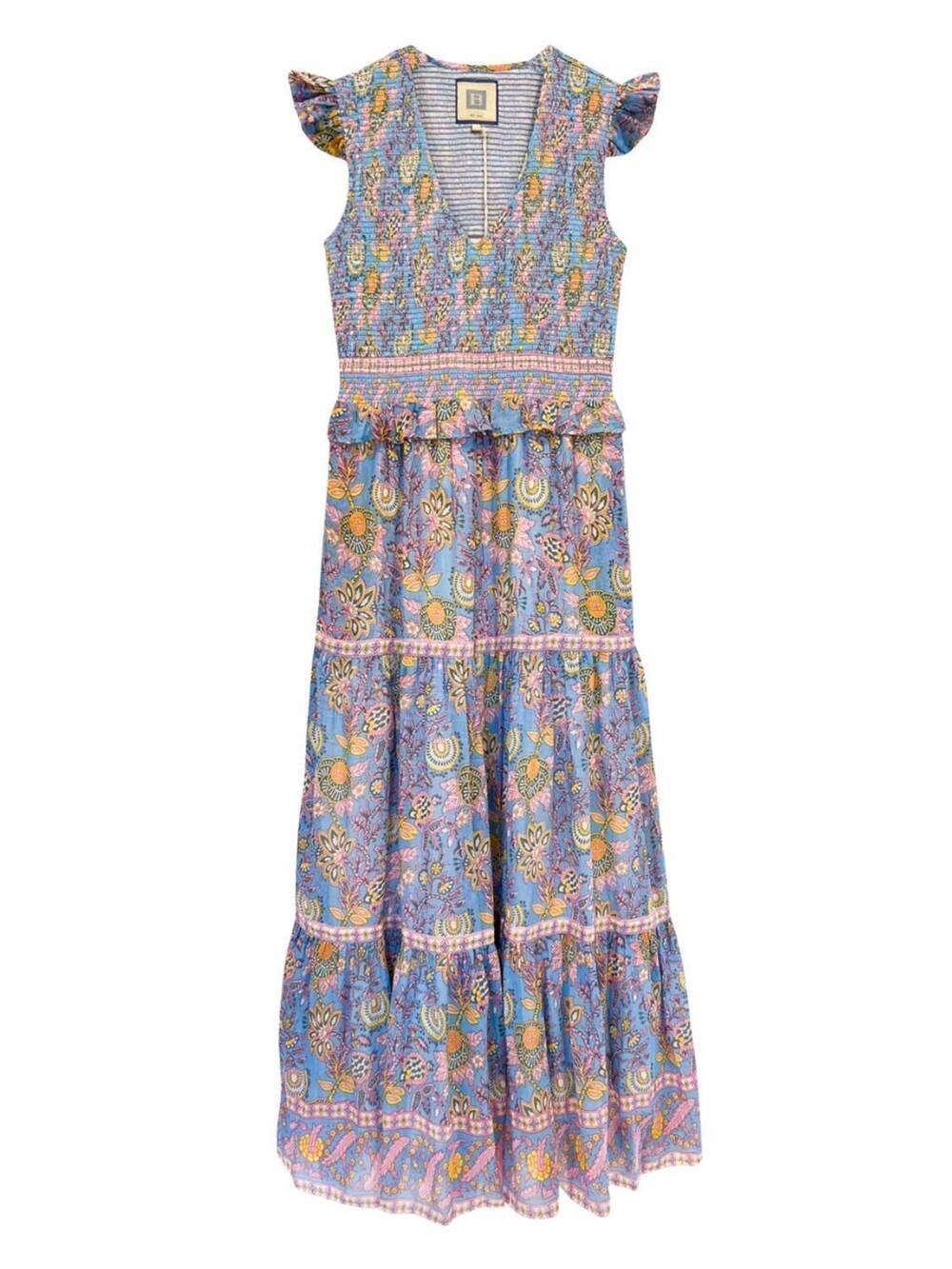 NEW BELL BY ALICIA BELL women's carly maxi dress in blue yellow print